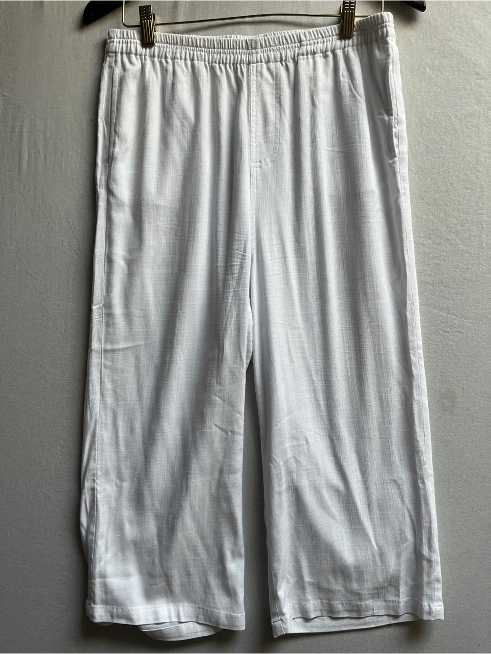 Blue Sky White Elastic Waist Wide-Leg Trousers